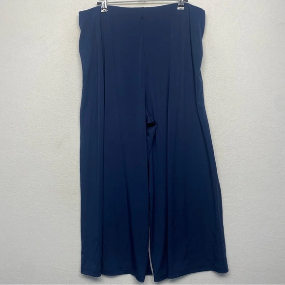 H Halston Wide Leg Ankle Stretch Ankle Pants Navy Blue L - Picture 2 of 7